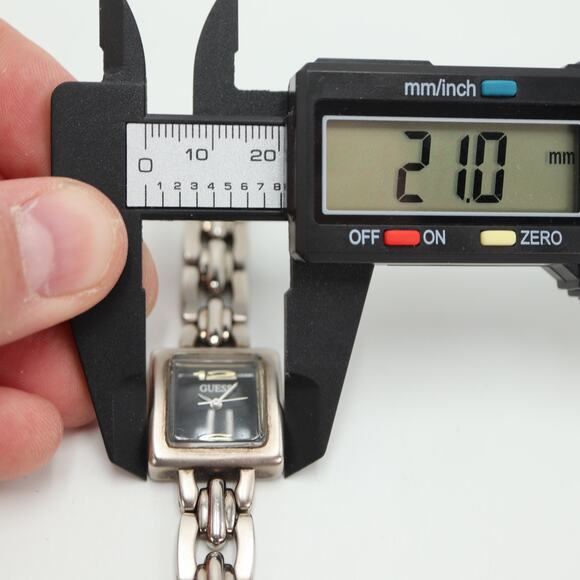 Vintage Guess Womens Square Watch 21mm Black Dial 5.25" Bracelet w New Battery - Picture 2 of 10